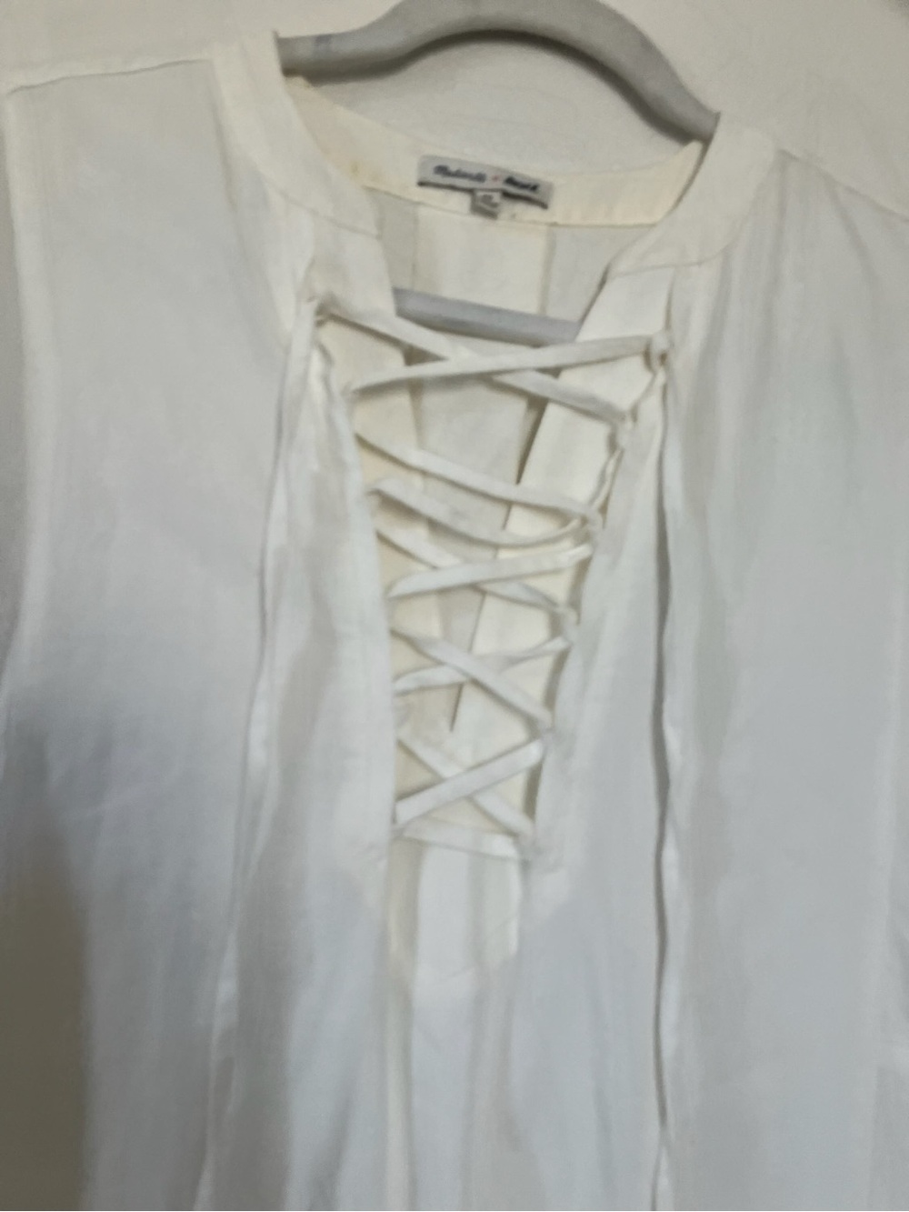 Madewell X Daryl K Lace Up Dress Beverly White Cotton Shift XS Oversized $158 - Picture 3 of 6
